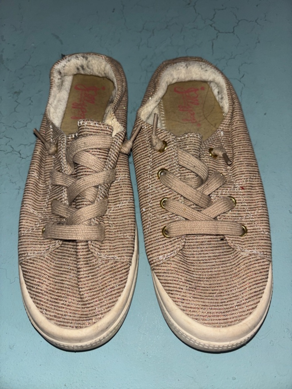Jellypop Girls Taupe Knit Lace-Up Sneakers